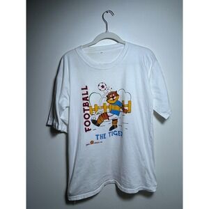Vintage Manil Edicoes Football‎ The Tiger Graphic T-Shirt White Soccer Retro